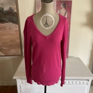 Tommy Hilfiger Women's Pink V-Neck Sweater